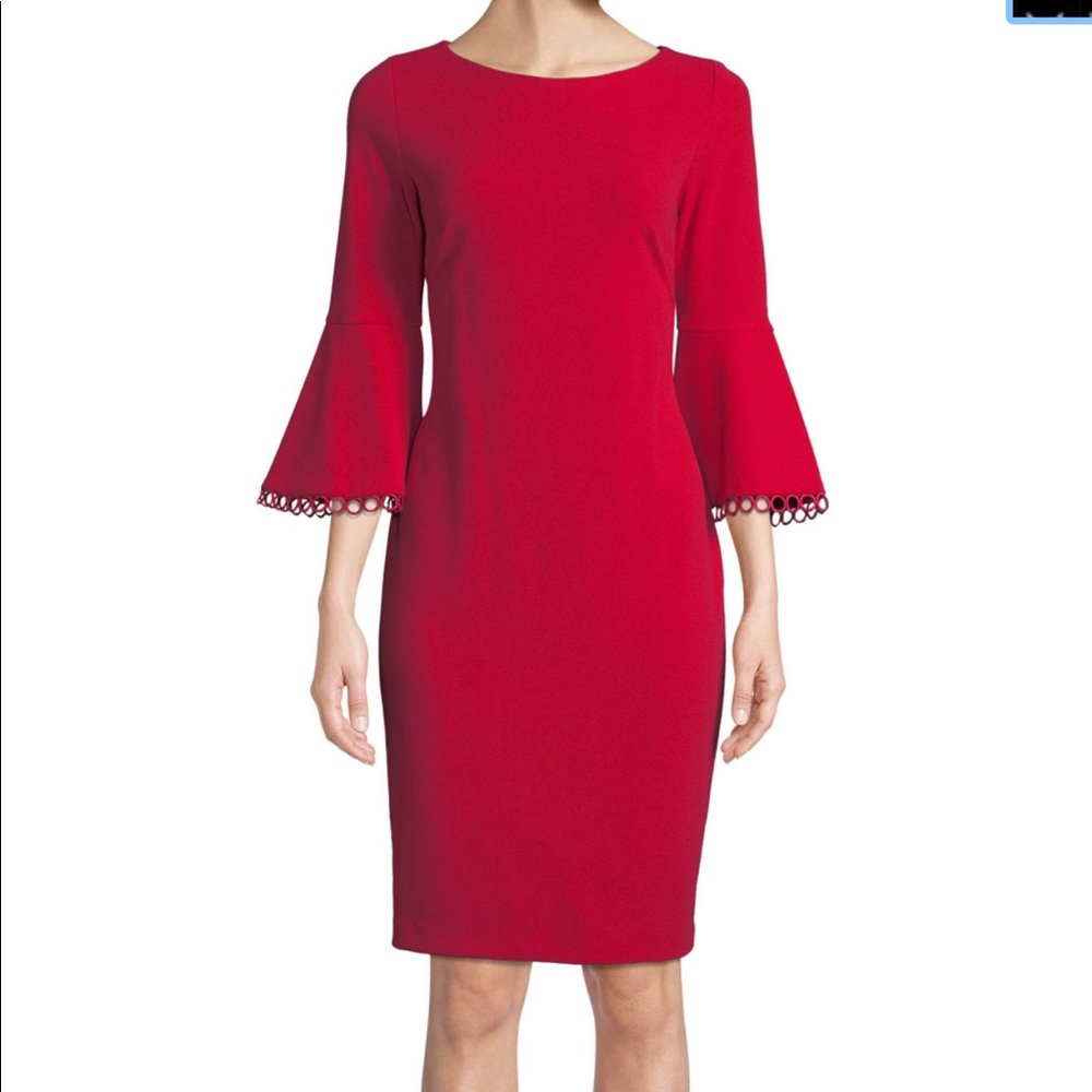 CALVIN KLEIN Bell-Sleeve Loop-Trim Dress